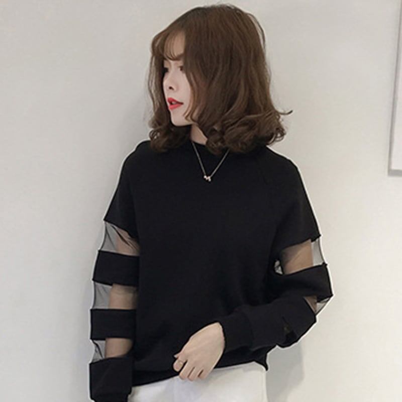 【人気商品再入荷】合わせやすい ラウンドネック デイリー 無地 切り替え スウェット パーカーE-2128