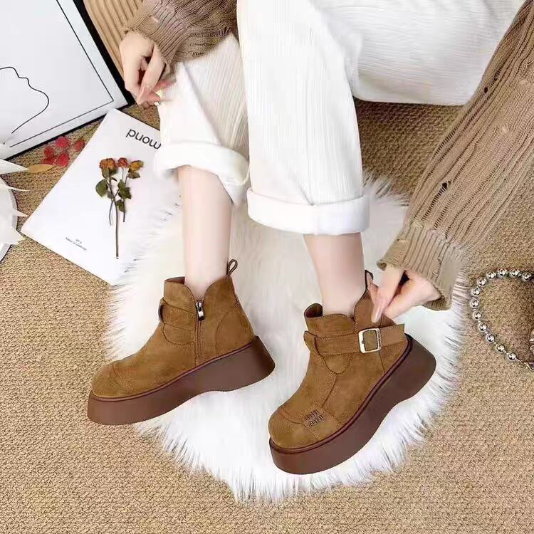 【裹起毛】美人度アップ スクエアトゥ 美感いっぱい ベルベット ローファー 革靴 2色選択可 シューズE-10387