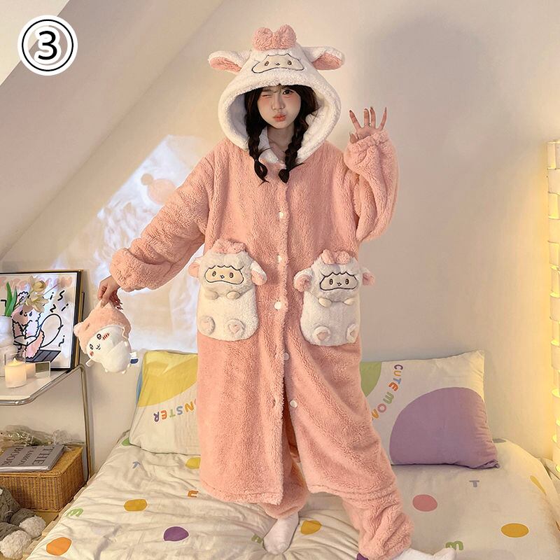 大活躍 コーラルベルベットパジャマ女性冬プラスベルベットと厚みのある 個性的なデザイン 3種選択 パジャマE-9855