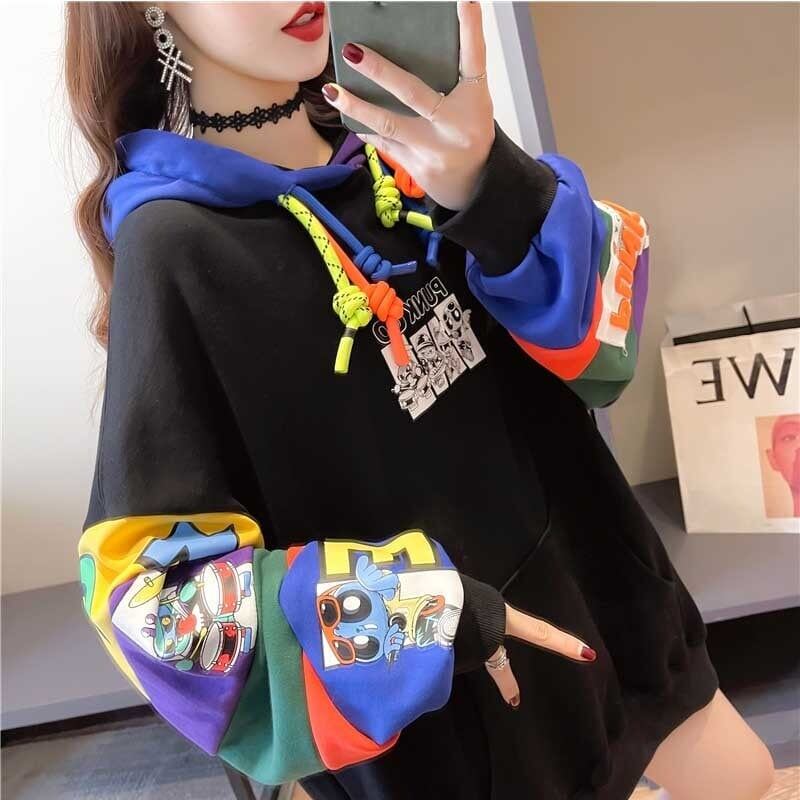 【半額！期間限定！！】(裏起毛あり)ファッション キュート 個性派 長袖 スウェット パーカー トップスE-2160