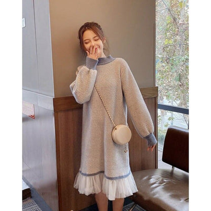 大人可愛いスウィートニットワンピース全2色E-4314