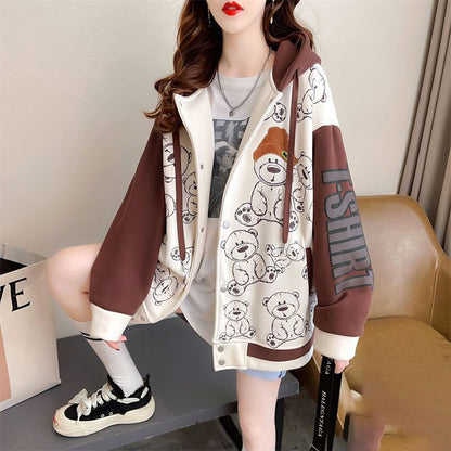 存在感抜群 スウェット トレンドアイテム 切り替え 裏起毛 2色選択 パーカー トップスE-9579