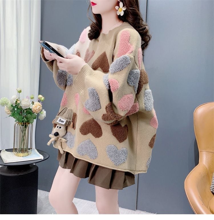 着回し力抜群 スタイルアップ 大人可愛い カジュアル 2色選択ニットトップスE-10582