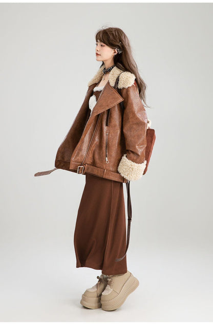 絶対流行 アバンギャルド おしゃれ度高め 切り替え 上品 Pu レザーコットンコート E-9883