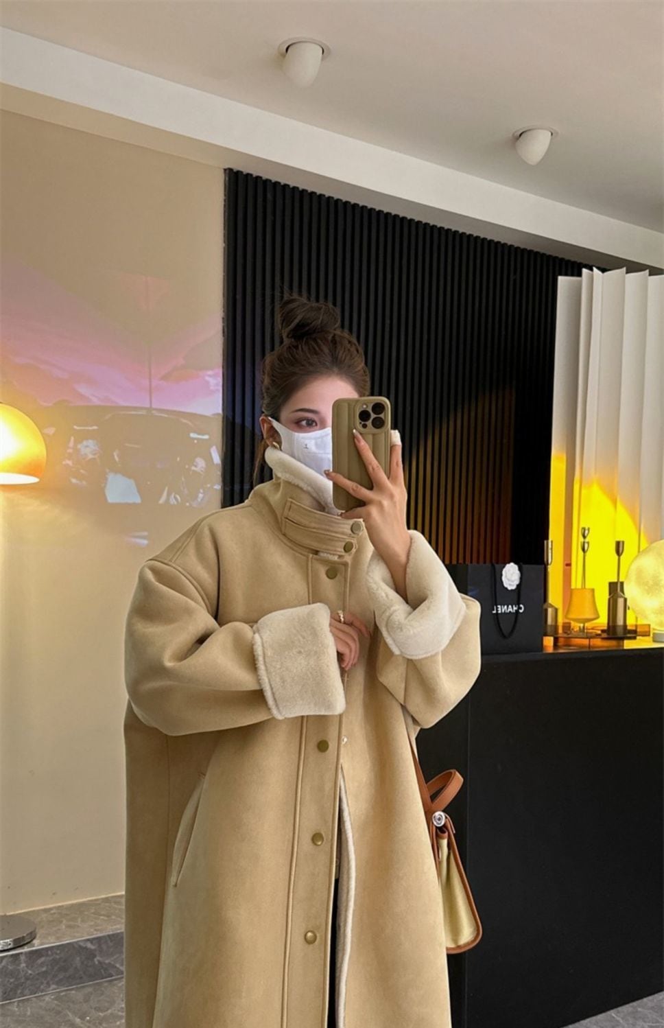 美人度アップ オシャレデザイン プラスベルベット ムートンコートE-12378