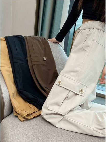 好感度UP プラスベルベット 柔らかな肌触りで着心地も楽ちん！ 5色選択 ルーズストレートカジュアルパンツ E-6825