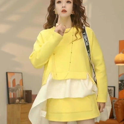 都市ファッショ デザイン オシャレ 切り替え 2色選択 セットアップE-10473