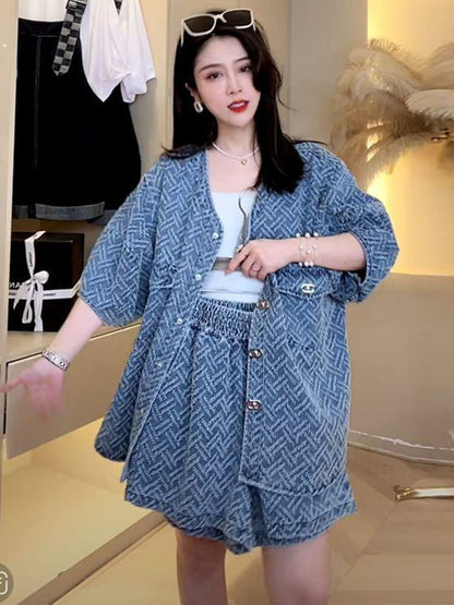 レトロ ジャケット＋ショートパンツ 高級感溢れる セットアップE-6718