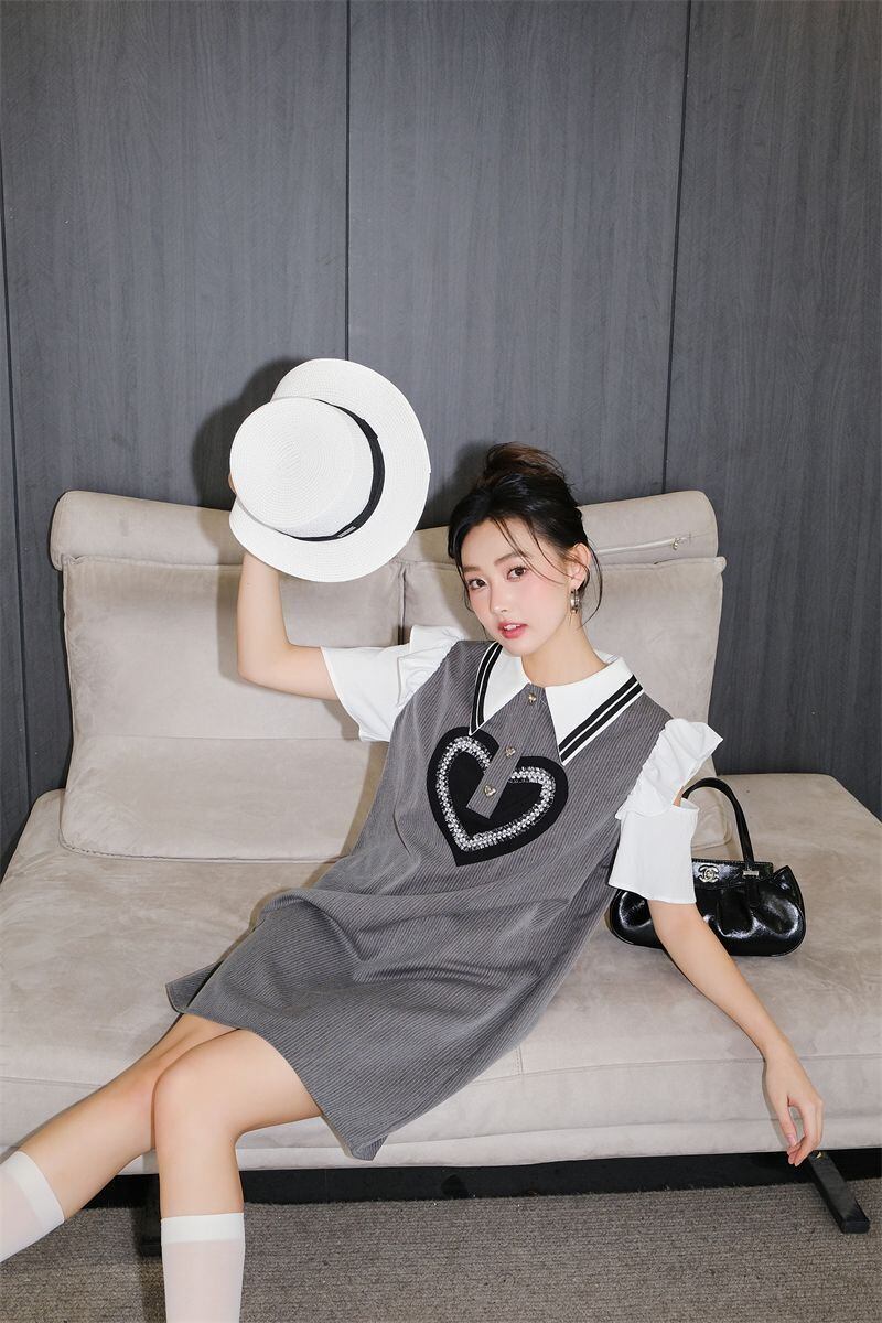 話題沸騰中 知的 美人度アップ ファッション 切り替え ワンピースE-8890