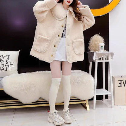 新商品 柔らかくて優しい印象 大人可愛い フリルドールカラーガーリーコートE-9946