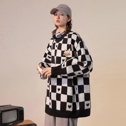 人気新作チェック柄刺?ロゴニットセータートップス全3色E-4332