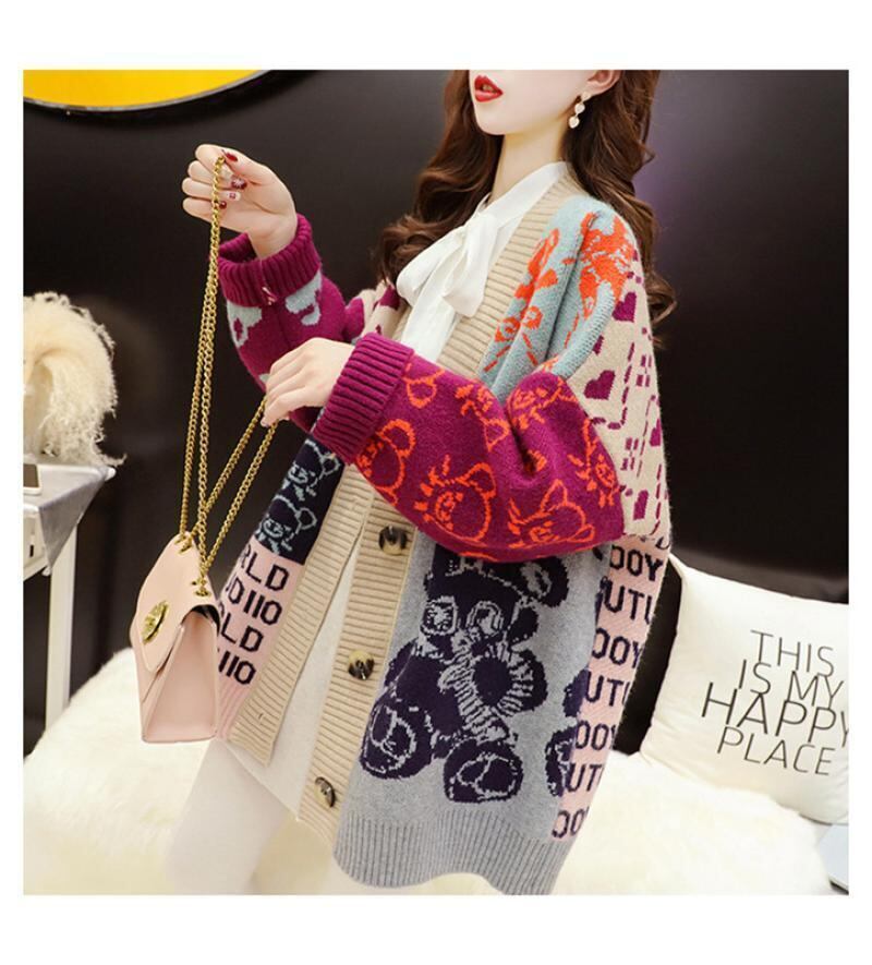 ルーズレイジースタイル漫画セーターカーディガントE-5021