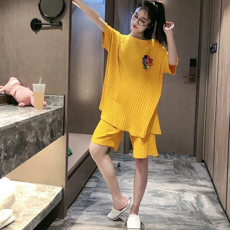 今季マストバイ パジャマ 着心地良い 4種選択 プリント 半袖トップスⅹショートパンツセットE-9182