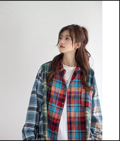 売り切れ必至 チェック柄 レトロ 上質 シャツE-8080