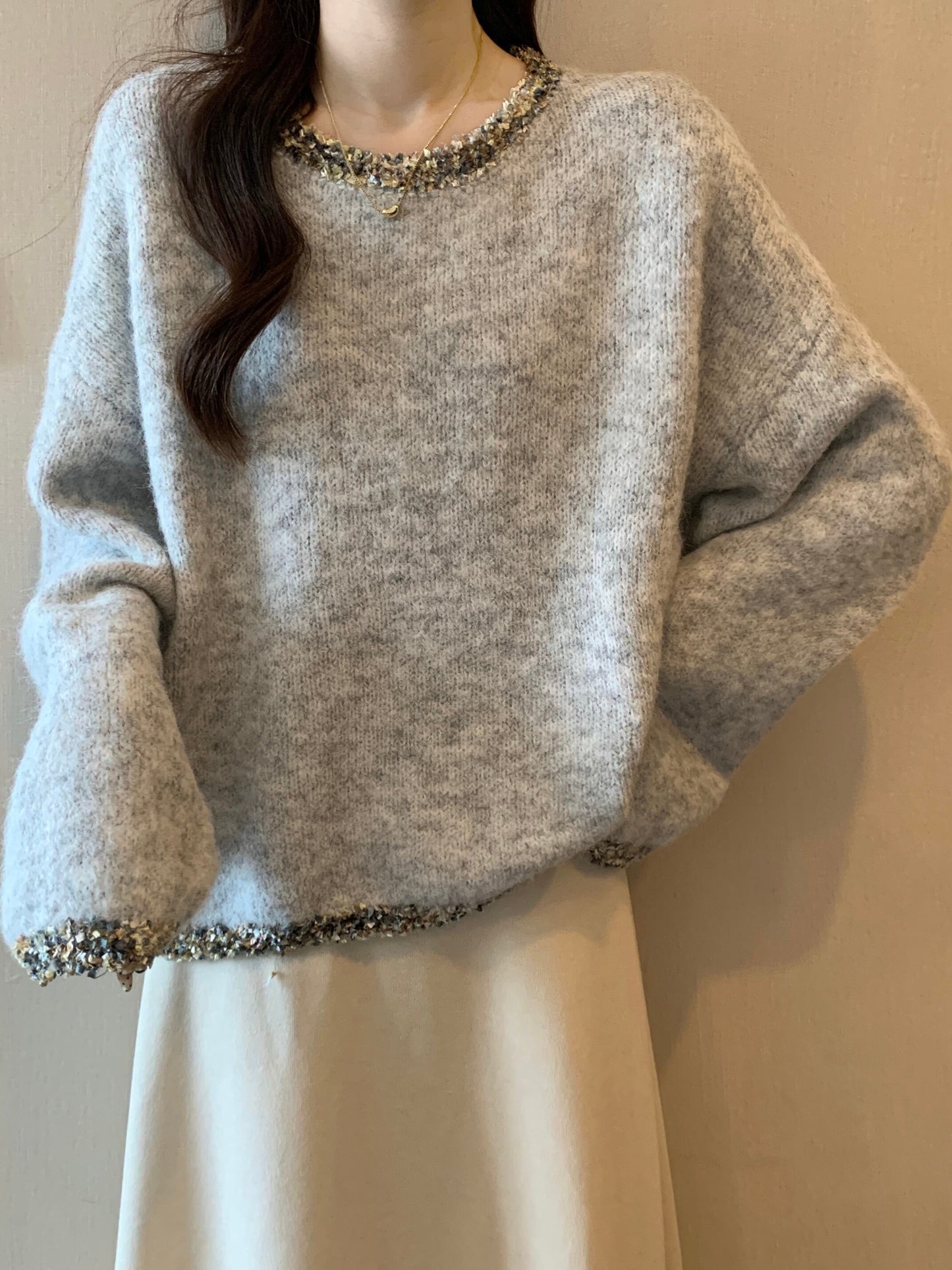 絶対欲しい 個性的なデザイン トレンドアイテム 2色選択 ニットセーター E-12190