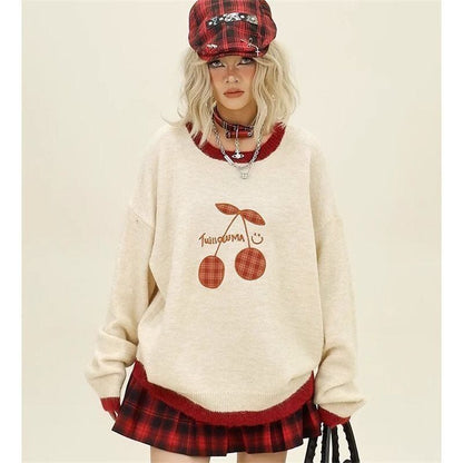 【裏起毛】存在感抜群 切り替え トレンドアイテムEweet系可愛い 2色選択 ニットトップスE-10702