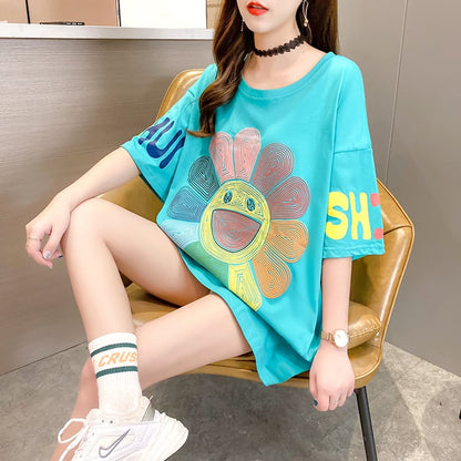 【ランキングNO.5】個性的なデザイン 好感度満載 ラウンドネック プリント Tシャツ カットソー＜ins-2845＞