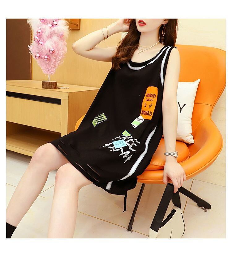 今季マストバイ ダメージ加工 デザイン性抜群 プリント全2色 ノースリーブ Tシャツ カットソーE-9141