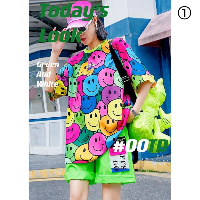 超人気 個性派 ファッション ルーズ 半袖シャツE-6757