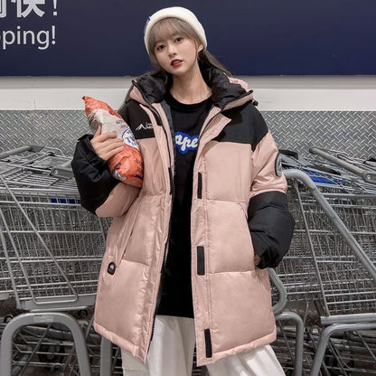 激安販売中 冬服 ダウン  暖かい 撥水加工 ペアコーデ 切り替え配色 男女兼用 4色展開 ダウンジャケットE-12636