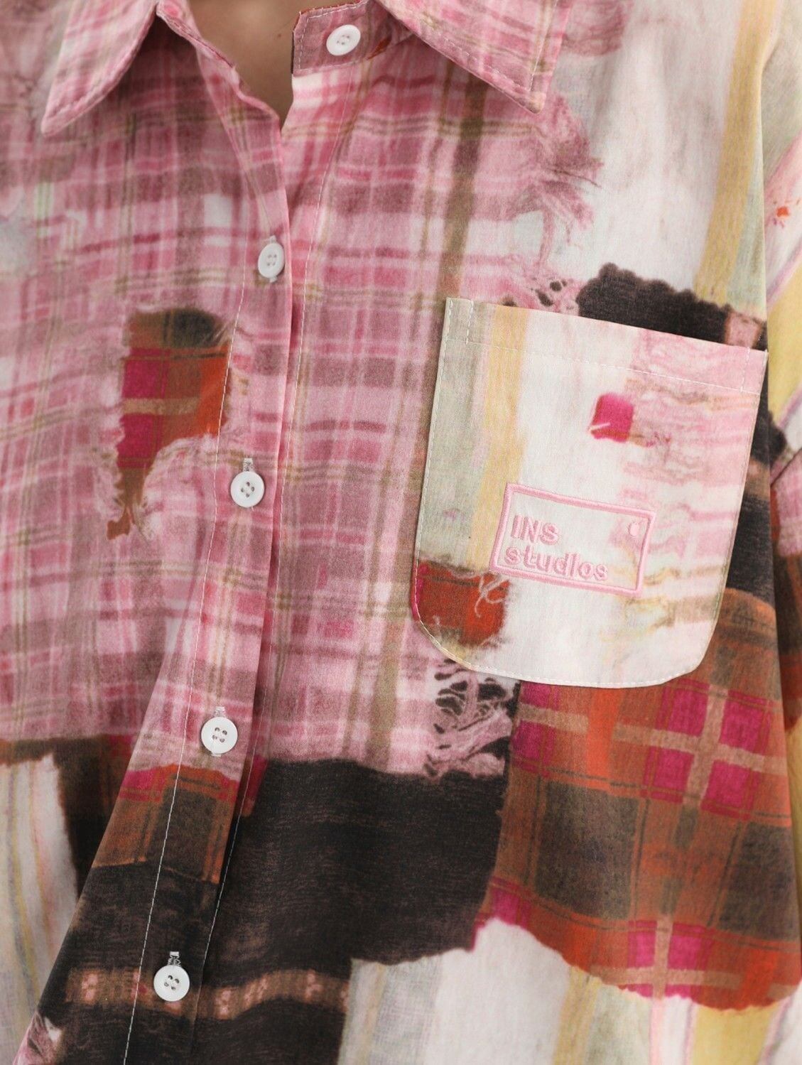 スタイルアップ カジュアル 個性的なデザイン チェック柄 全3色 カップル シャツ E-9165