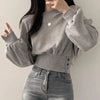 韓国風ファッション おしゃれ度高め 美人度アップ 全2色 トップスE-9446