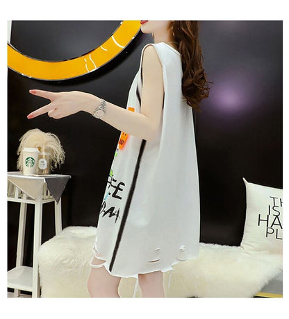 今季マストバイ ダメージ加工 デザイン性抜群 プリント全2色 ノースリーブ Tシャツ カットソーE-9141