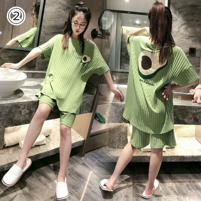 今季マストバイ パジャマ 着心地良い 4種選択 プリント 半袖トップスⅹショートパンツセットE-9182