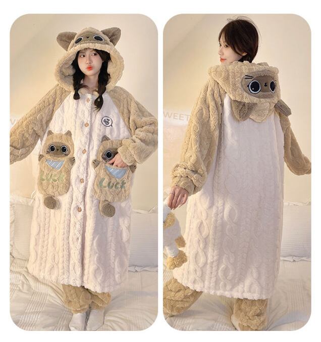 大活躍 コーラルベルベットパジャマ女性冬プラスベルベットと厚みのある 個性的なデザイン 3種選択 パジャマE-9855