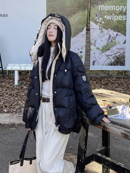 好感度UPファッション 3色選択 スタイルアップ フード付きジッパーコート E-10023