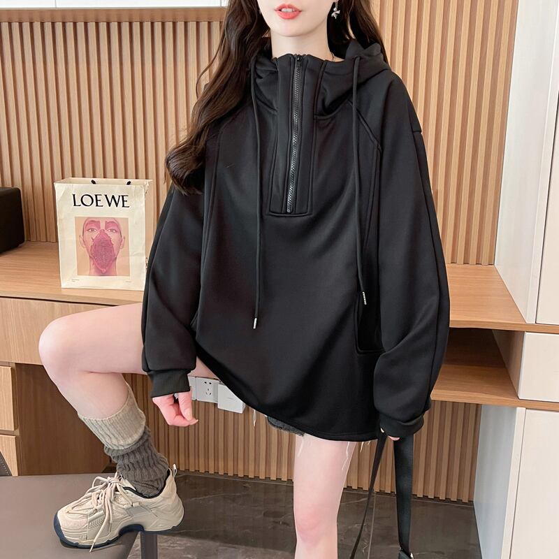 カジュアル ゆったり アルファベット フード付き 長袖 トップス パーカー E-10092