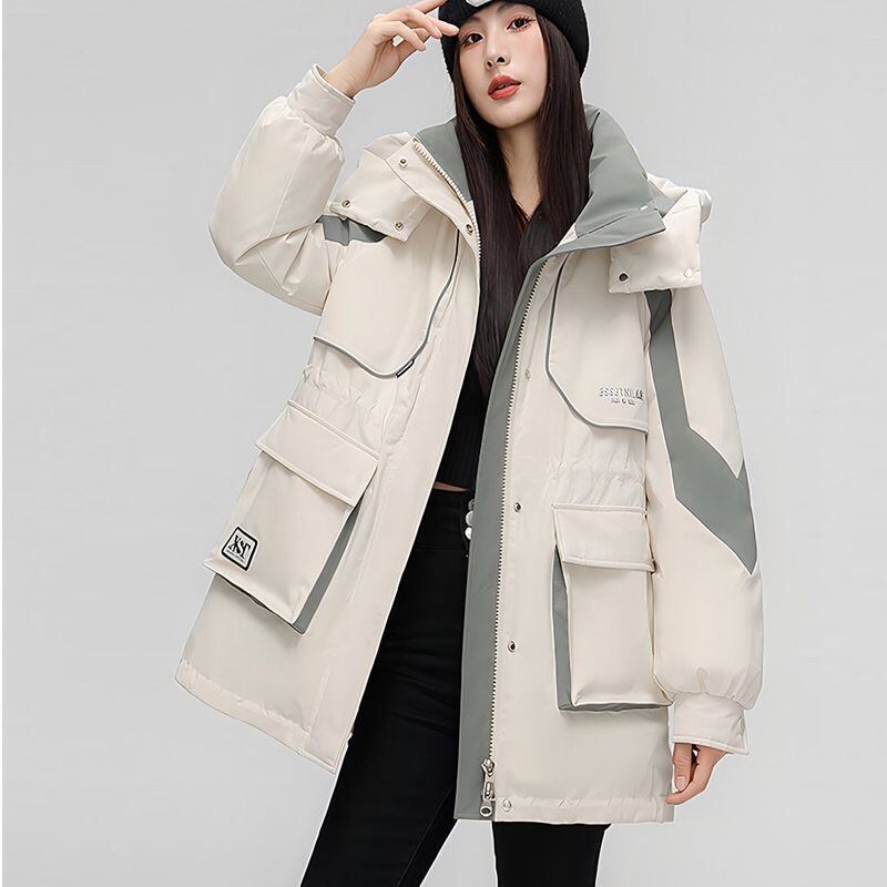 ファッション 4色選択 スタイルアップ フード付きジッパーコート E-10012