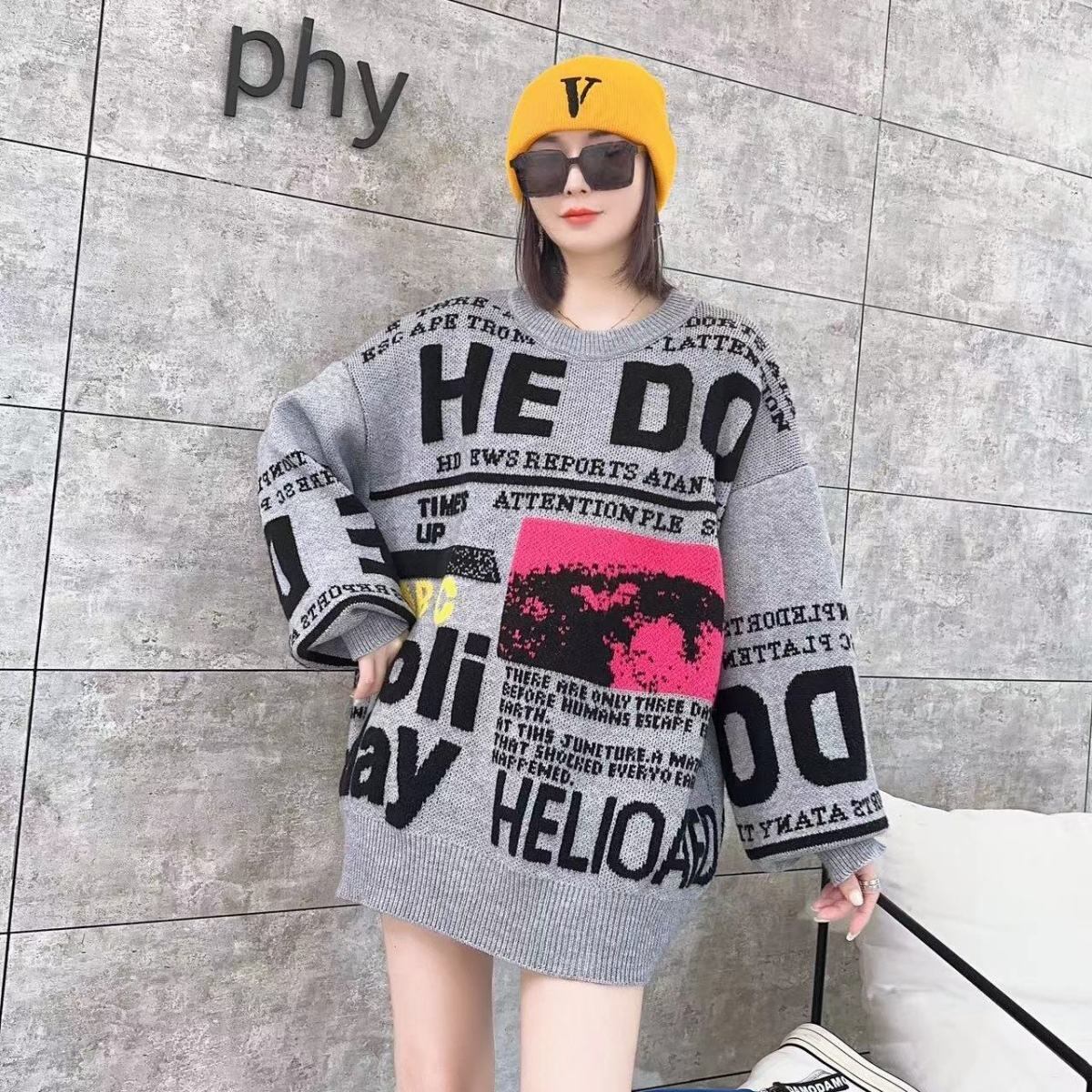 絶対流行 オシャレ 都市ファッショ デザイン スタイルアップ 5色選択 ニットトップスE-9989