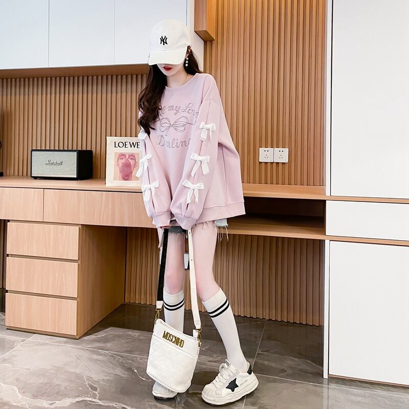 目を奪われる キュート 美人度アップ リボン 全2色 パーカーE-9631