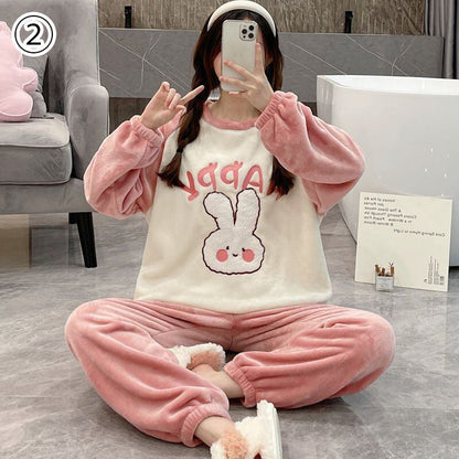 新商品 デザイン性抜群 大人可愛い 着心地良い 4種選択 コーラルベルベットパジャマ トップス+パンツセット E-9765