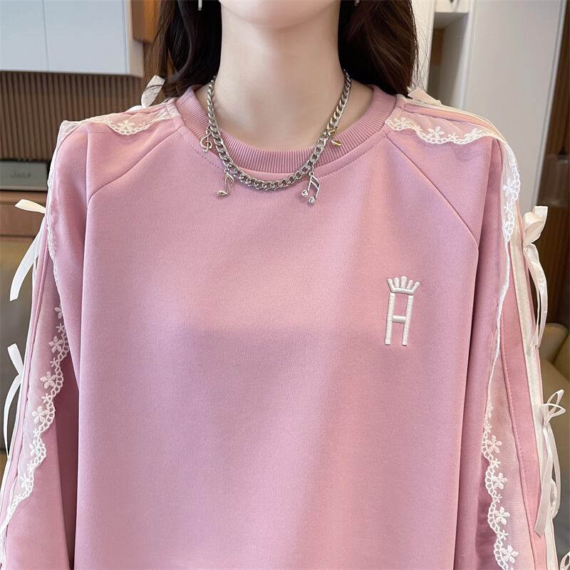 超人気 スウィート ファッション感満々 刺繍 切り替え 3色選択 スウェットE-9294