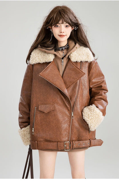 絶対流行 アバンギャルド おしゃれ度高め 切り替え 上品 Pu レザーコットンコート E-9883