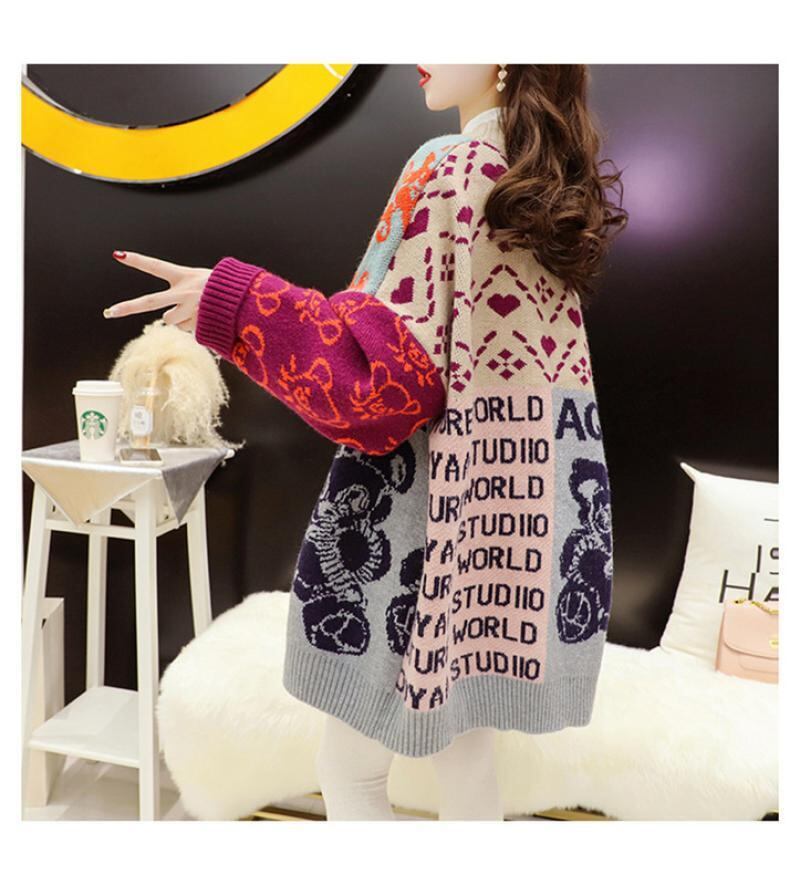 ルーズレイジースタイル漫画セーターカーディガントE-5021