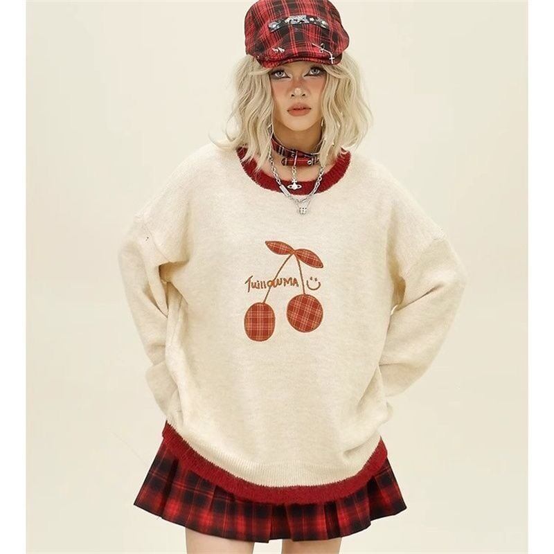 【裏起毛】存在感抜群 切り替え トレンドアイテムEweet系可愛い 2色選択 ニットトップスE-10702