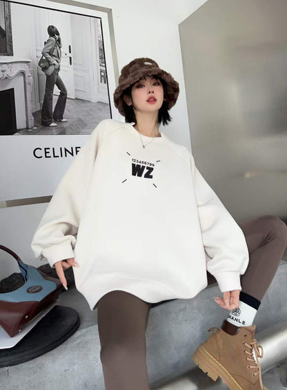 大人の定番刺?ロゴ厚手ラグランスウェット全6色E-4419