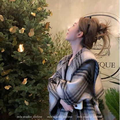 主役級の存在感！気質アップ おしゃれ度高め チェック柄 ウールコート E-9984