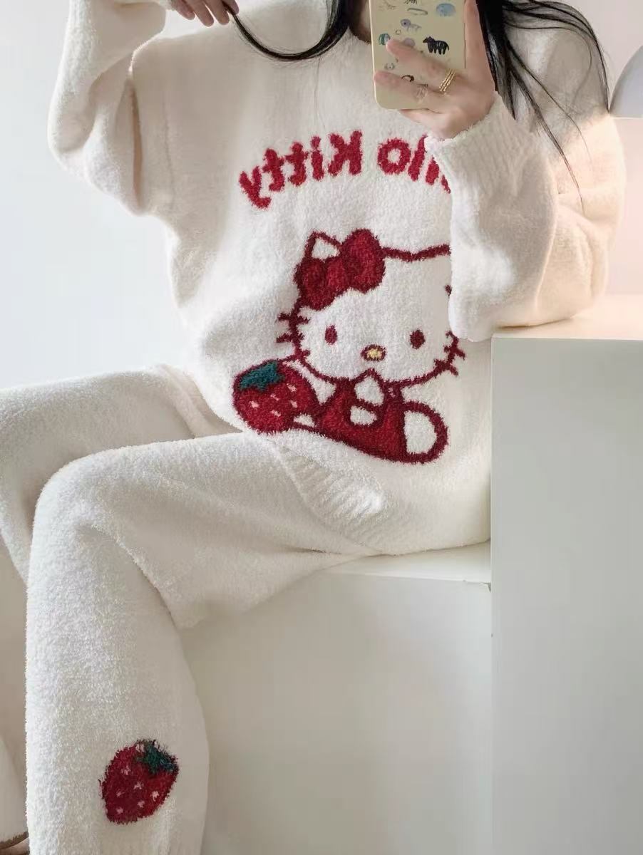 【人気急上昇中！】柔らかな肌触りで着心地も楽ちん！モコモコ パジャマ ルームウェア 上下セットE-10159