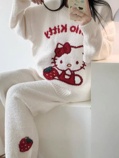 【人気急上昇中！】柔らかな肌触りで着心地も楽ちん！モコモコ パジャマ ルームウェア 上下セットE-10159