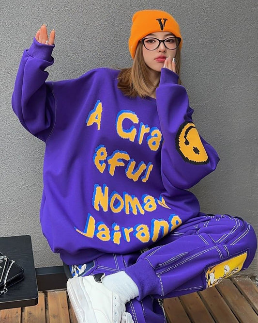 超人気 個性派 ファッション 海外トレンド 裏起毛 スウェットE-6279