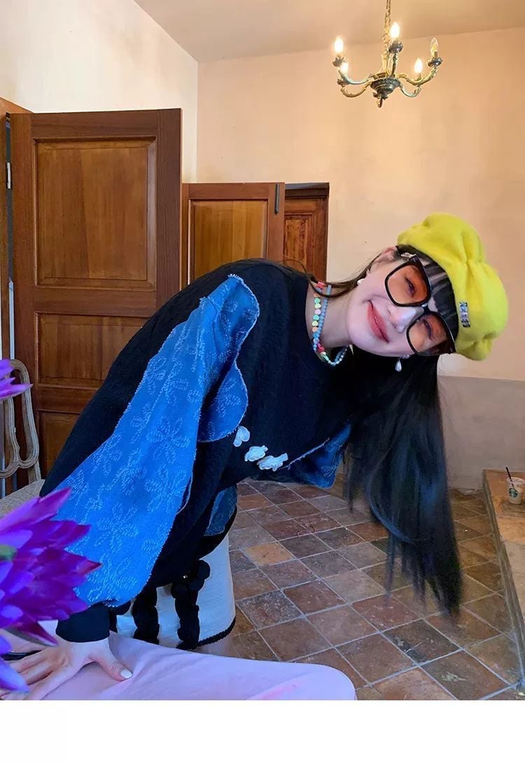 おしゃれ ファッション デニム キュート カジュアル スウェットE-10181