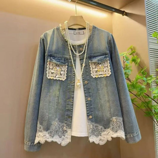 【人気商品再入荷】好感度UP 着心地良い 絶対欲しい レイヤード風 デニム 切り替え ジャケットゆったりコートE-11061