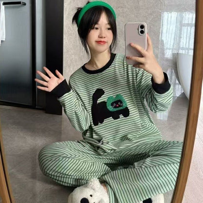 柔らかくて優しい印象 2種選択 着心地良い トップス+パンツセット パジャマE-10906