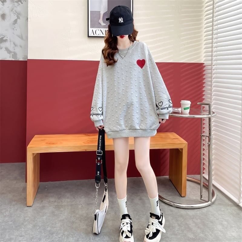 定番シンプル アルファベット刺 ハートマーク 三色 スウェットE-3996