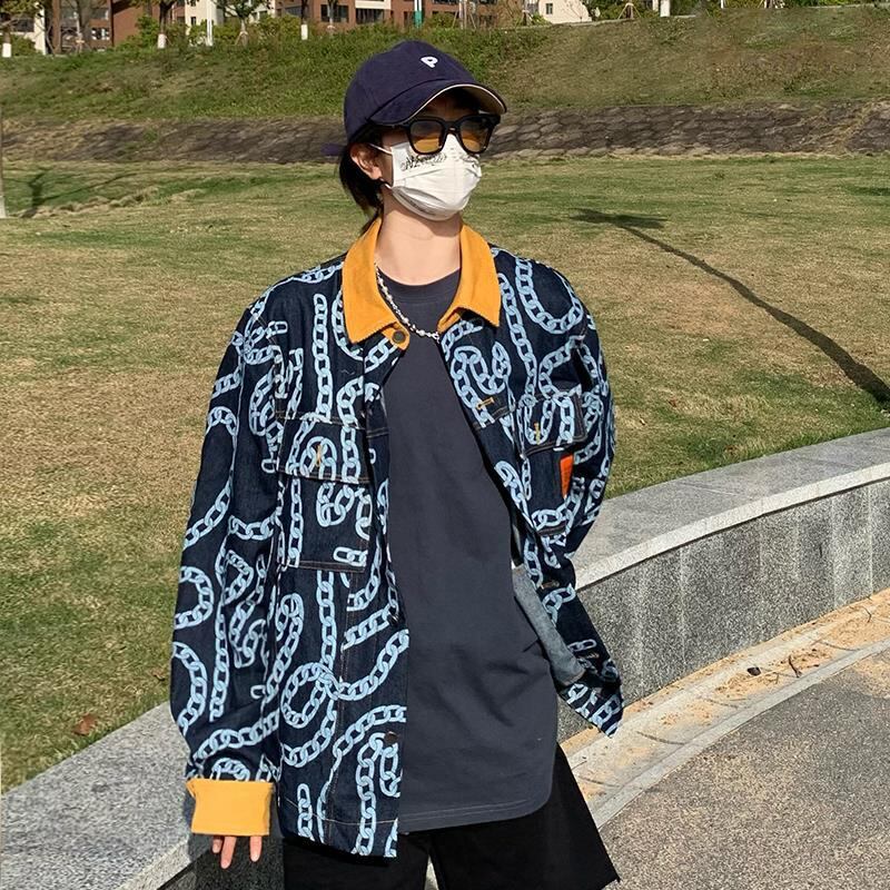 絶対流行 絶対欲しい デザイン性抜群 切り替え デニム ジャケットゆったりコートE-9945