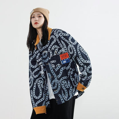 絶対流行 絶対欲しい デザイン性抜群 切り替え デニム ジャケットゆったりコートE-9945